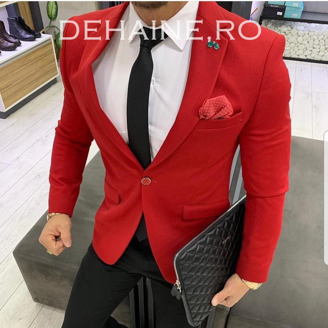 Sacou barbati rosu slim fit zr a3691 y