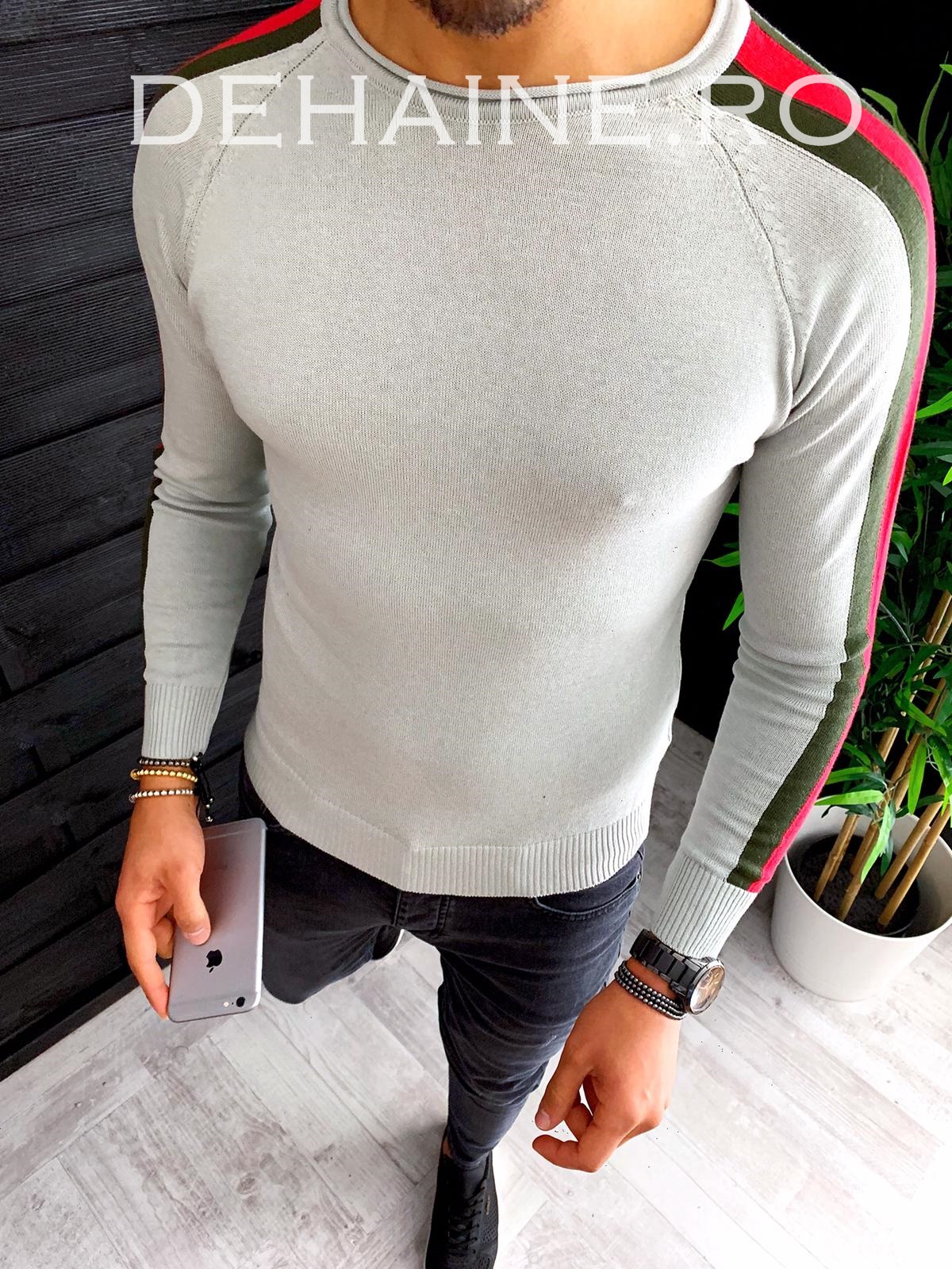 Bluza barbati slim fit gri zr 3651 n7-3