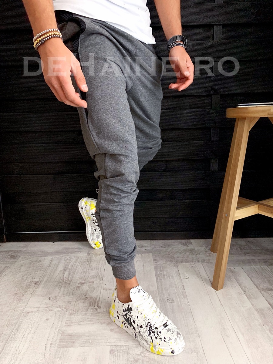 Pantaloni de trening gri conici A3637 J4-3