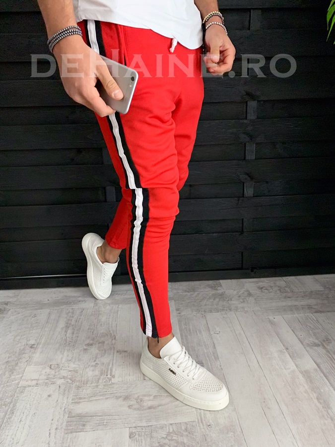 Pantaloni de trening rosi conici A3526 J4-2