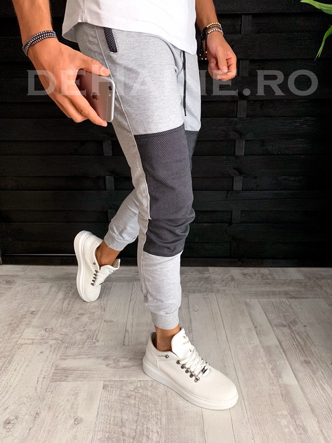 Pantaloni de trening gri conici A3483 J4-2