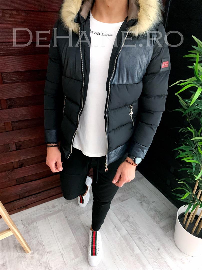 Geaca barbati groasa de iarna neagra zr a3131 37-3