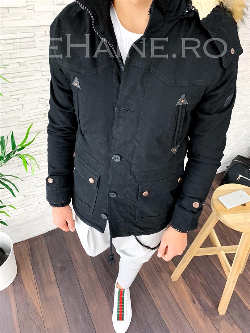 Geaca barbati imblanita groasa neagra zr a3034 42-4