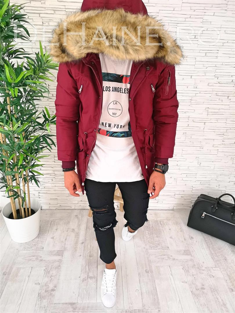 Geaca barbati groasa imblanita grena CU MIC DEFECT  DEF9576 Q1-4