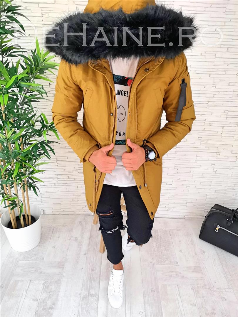 Geaca barbati groasa imblanita mustar ZR 9577 26 2