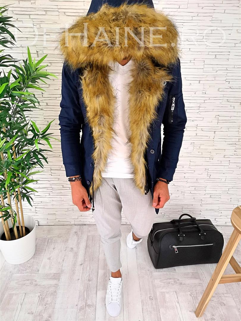 Geaca barbati groasa parka albastra zr a2520 49-3