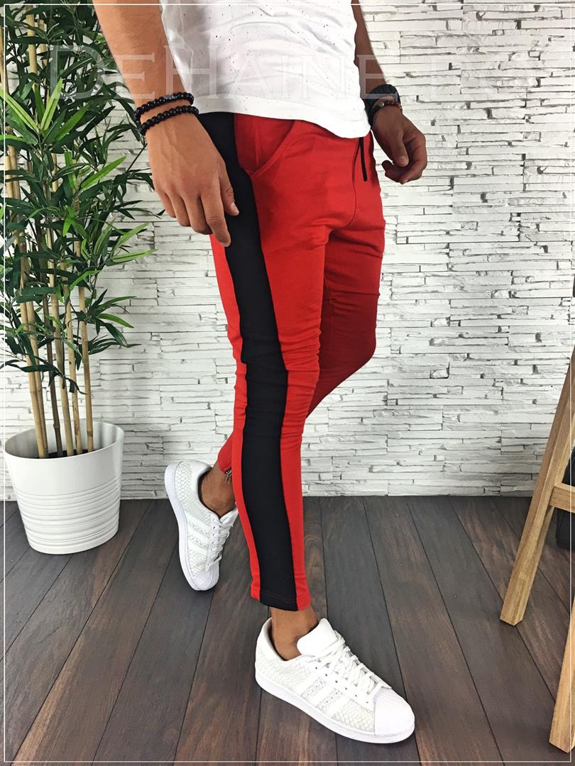 Pantaloni de trening conici rosii A2314 O3-1