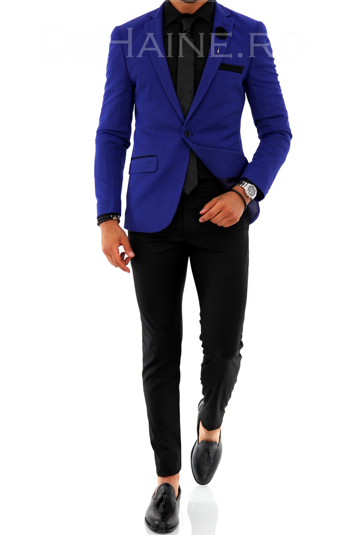 Sacou barbati albastru slim fit zr a1890 s2