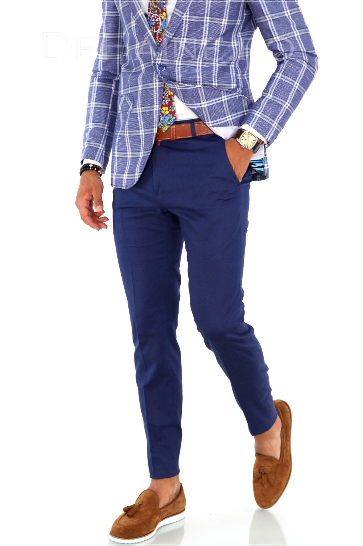 Pantaloni barbati eleganti albastri ZR A1848 B1-3