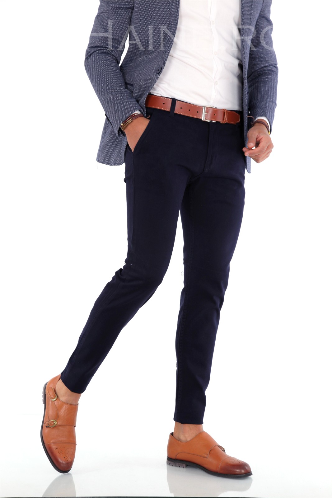 Pantaloni barbati eleganti bleumarin ZR 9277 B7