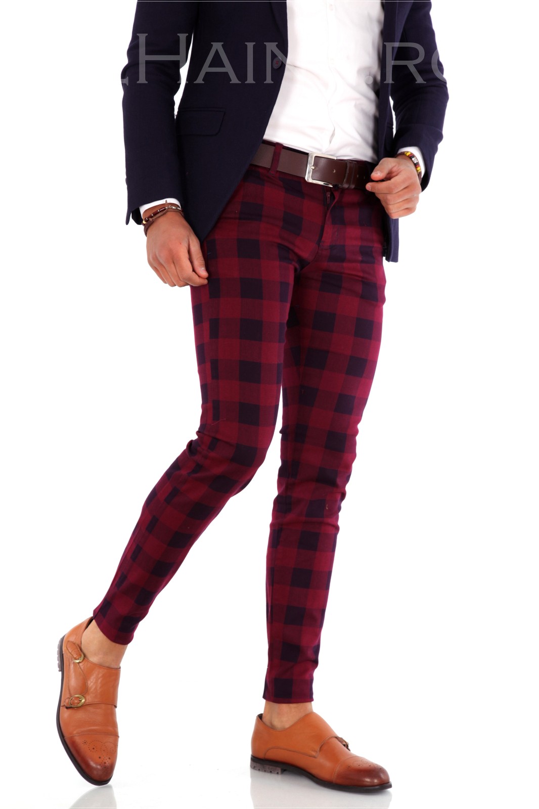Pantaloni barbati eleganti rosi ZR 9285 J4-1
