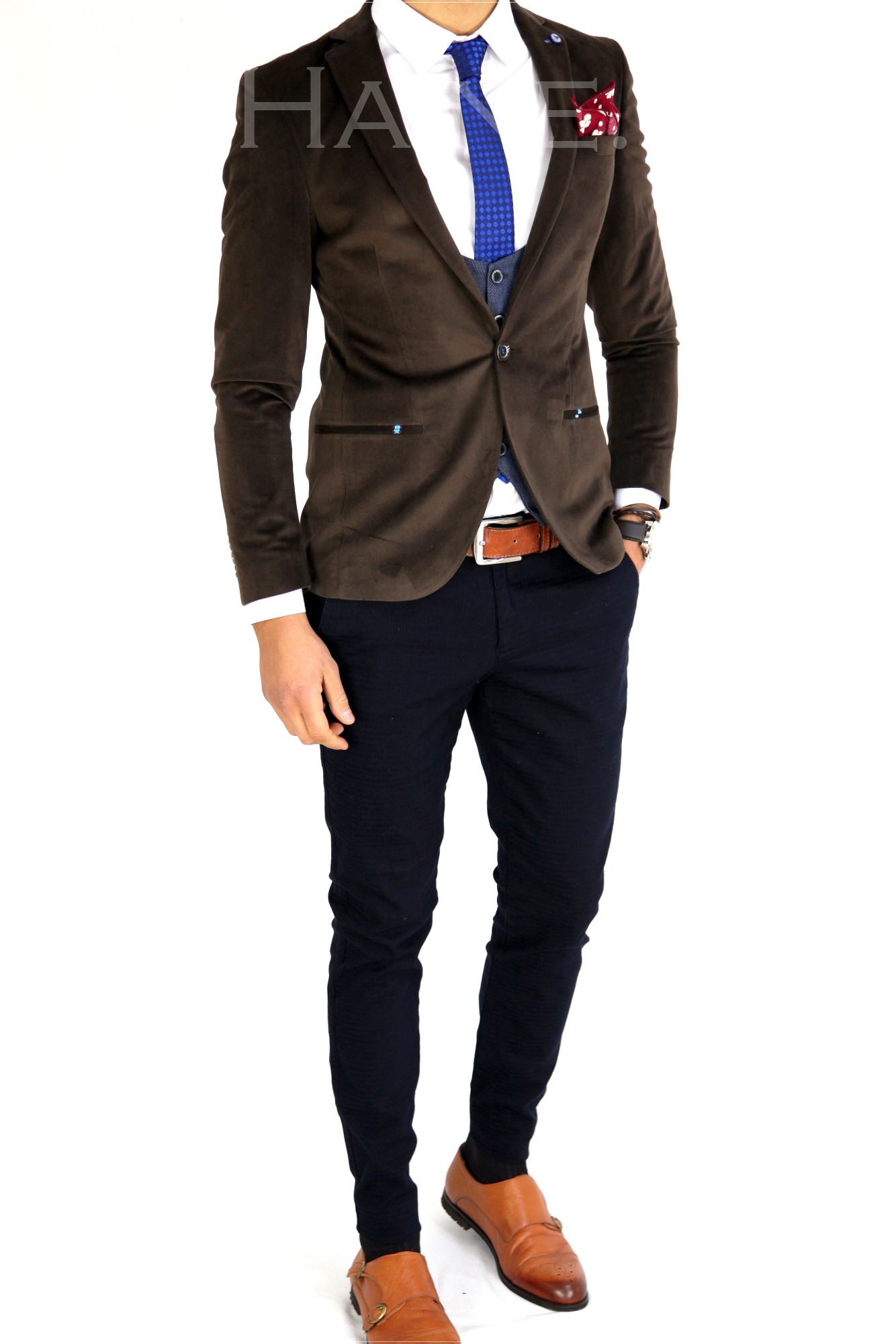 Sacou barbati maro de catifea zr 7524 s2
